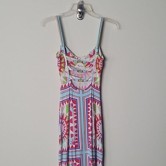 NEW Mara Hoffman Bodycon Maxi Dress Long Stripe Back Column Shakti Print White - Picture 8 of 10